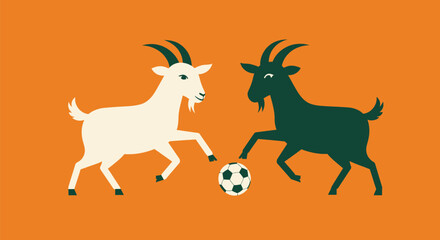 "Goat Silhouette Vector Set: two color Black and White Goats Playing Soccer for Design Projects on the colored / transparent background AI Generative"

