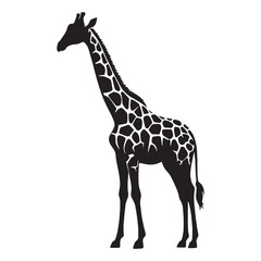 Fototapeta premium Clean-edged giraffe silhouette ideal for use in professional logos, scalable branding, and digital designs – giraffe silhouette – giraffe vector – giraffe illustration – silhouette of giraffe