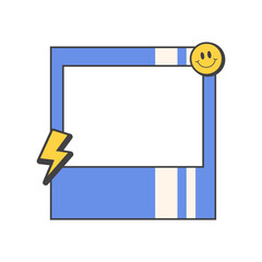 Obraz premium Retro cute blue polaroid photo frames background. Doodle frame polaroid border element vector illustration