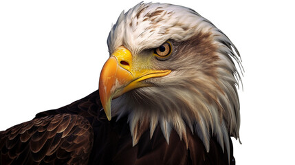 Majestic Bald Eagle Close-Up Portrait on White Background