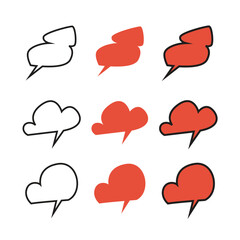 Set of Speech Bubble Element Designs in Minimalist Style