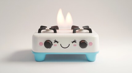 Cute cartoon gas stove with flames