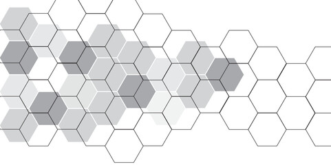 Molecular structure abstract tech background. Illustration of geometric abstract background with hexagons pattern. Vector banner design with hexagons. Hexagonal background for digital technology. 