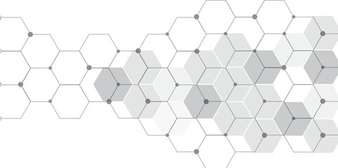 Molecular structure abstract tech background. Illustration of geometric abstract background with hexagons pattern. Vector banner design with hexagons. Hexagonal background for digital technology. 