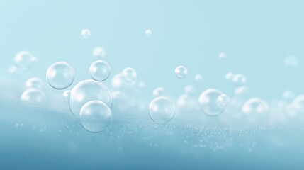 Bubbles floating in clear blue water create a tranquil and serene atmosphere in a peaceful underwater environment.