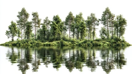 Obraz premium Lush island in a calm lake