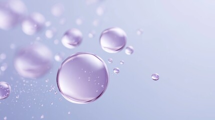 Purple bubbles floating in the air creating an ethereal atmosphere in a soft pastel background during daylight.