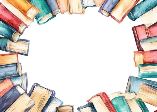 Colorful book frame, reading, education, knowledge, background, design