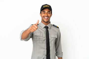 African American safeguard over isolated white background with thumbs up because something good has...