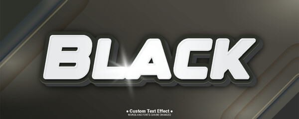 Black editable text font effect 3d text for title