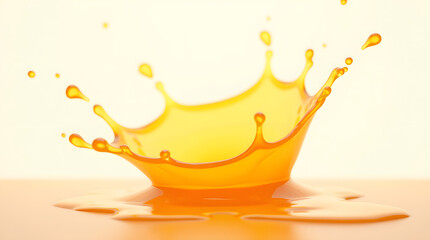A vibrant orange liquid splash captured mid-air against a light background, creating an energetic and dynamic visual effect.