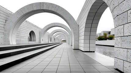 Modern Architecture Serene Concrete Archway Pathway Water Feature Architectural Design