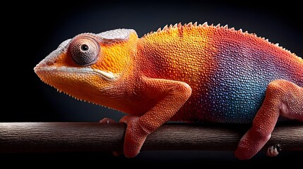 Obraz premium Vibrant chameleon perched on a branch