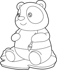 Panda Painter Paint brush Animal Vector Graphic Art Illustration