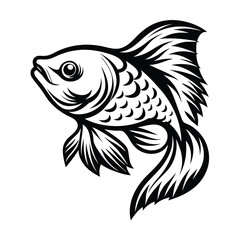 Elegant Black and White Fish with Intricate Scale and Fin Details