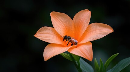 Honeybee on a vibrant orange flower