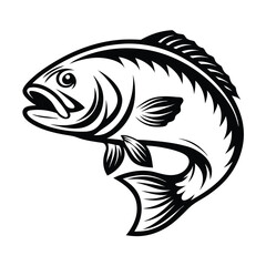 Fototapeta premium Isolated Silhouette Fish Black & White Aquatic Animal Design Outline 85 Char