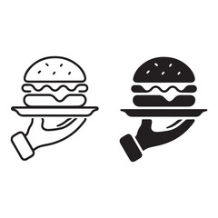 Burger service icon silhouette and outline