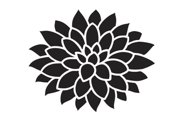Dahlia Flower Bloom Silhouette PNG, Floral Outline Art, Botanical