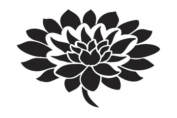 Fototapeta premium Dahlia Flower Bloom Silhouette PNG, Floral Outline Art, Botanical