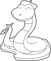 Snake Painter Paint brush Animal Vector Graphic Art Illustration