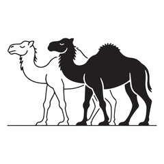 Dromedaries icon silhouette and outline