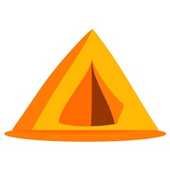 Fototapeta premium A yellow tent with a brown flap open, ready for camping
