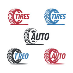 modern racing tire icon set perfect for speed, drift, and automotive projects."

