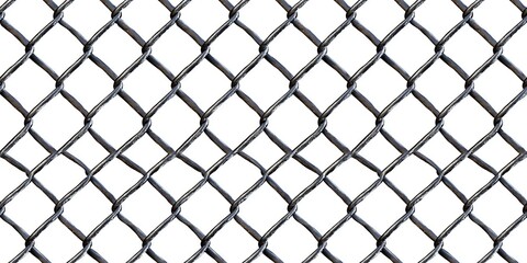 Fototapeta premium Realistic Chain Link Fence Pattern on White Background