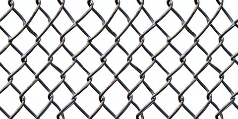 Fototapeta premium Realistic Chain Link Fence Pattern on White Background