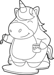 Unicorn Painter Paint brush Animal Vector Graphic Art Illustration