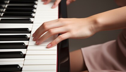 Obraz premium Close-up of female hand playing piano.