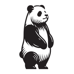 Dynamic panda silhouette perfect for use in digital logos, web design, and scalable branding – panda silhouette – panda vector – panda illustration – silhouette of panda

