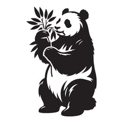 Obraz premium Playful panda silhouette designed for modern logo creation and branding projects – panda silhouette – panda vector – panda illustration – silhouette of panda