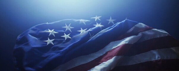 American Flag in Dramatic Light