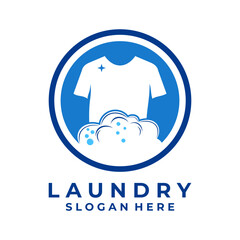 Circle cloth laundry logo design vector template
