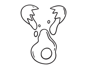 fresh cracked egg icon doodle hand drawn. Outline egg breaks and falls line drawing clipart symbol 