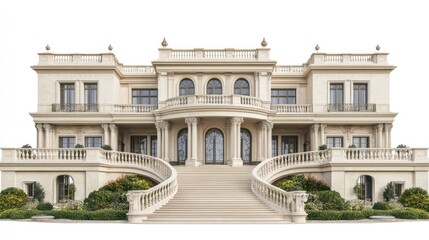 Obraz premium Luxurious, grand estate home with sweeping staircase and elegant architecture