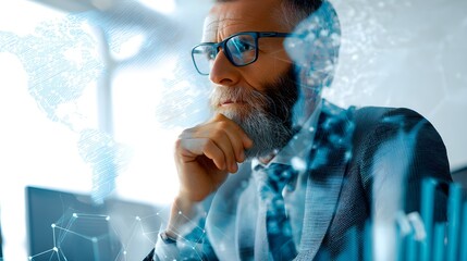 finance and banking ideas. Male executive with experience in global banking, stock and mutual fund investing, and retirement planning. Business strategy, networking, and blockchain