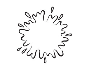 water explosion round water spray icon doodle hand drawn. Outline line drawing 