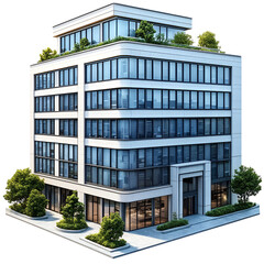 Modern high rise building rendering for commercial use