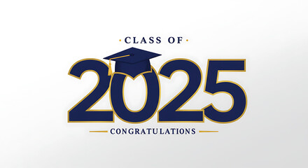 Class of 2025 Graduation Design with Cap and Congratulations Message, perfect for announcements, social media posts, and banners, vector illustration