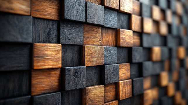 Abstract wood block wall pattern.