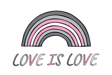 Colorful rainbow shape Demigirl pride flag Happy pride day LGBTQIA community Pride Month Vector hand drawn doodle for posters, stickers, logo, cards