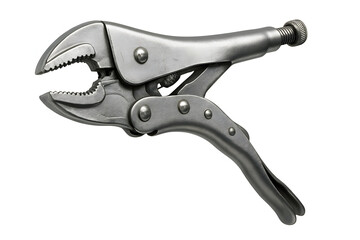 Obraz premium Locking Pliers Tool: A close-up of a high-quality locking pliers with a sharp serrated jaw and an adjustable handle, showcasing the intricate details of the metal construction.