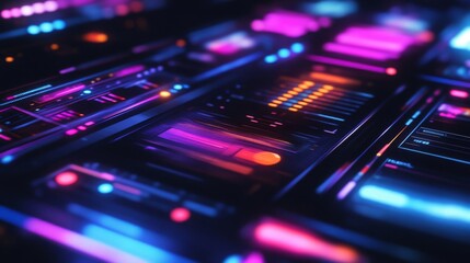Obraz premium Abstract Futuristic Neon Technology Interface