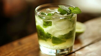 Refreshing Mint Lime Cocktail in a Glass