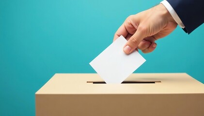 Hand inserting ballot into voting box, isolated , poll, duty, vote