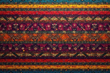 Geometric tapestry wallpaper with bold stripes and stylized motifs, shape, design