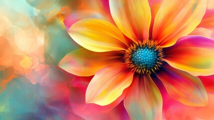 Obraz premium Vibrant Orange Flower Watercolor Painting